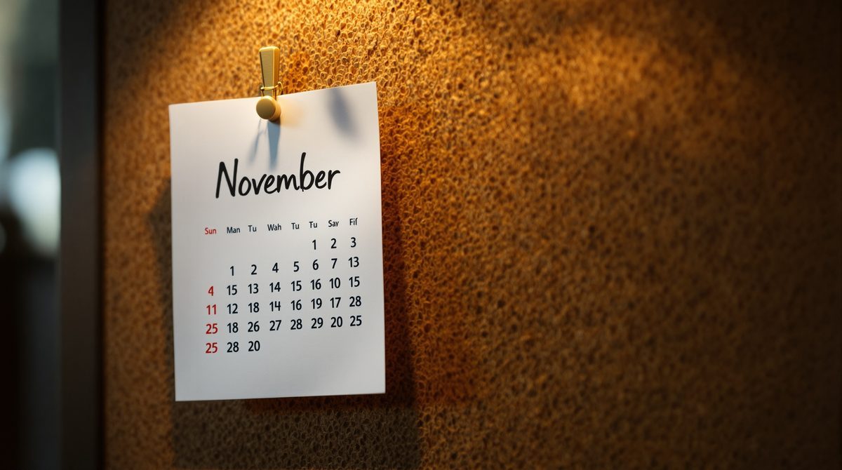 Kalenderblatt November als Symbol für das PS5-Release-Datum am 19. November 2020
