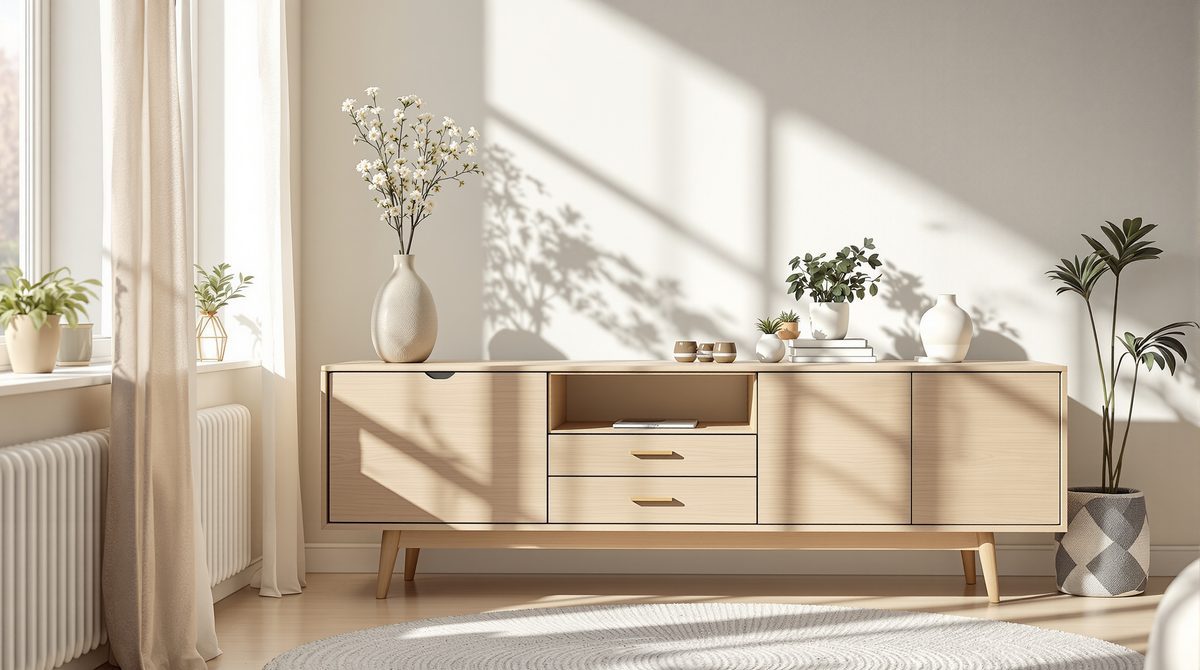 Leeres Sideboard im Wohnzimmer – typischer Aufstellort für einen DSL-Router