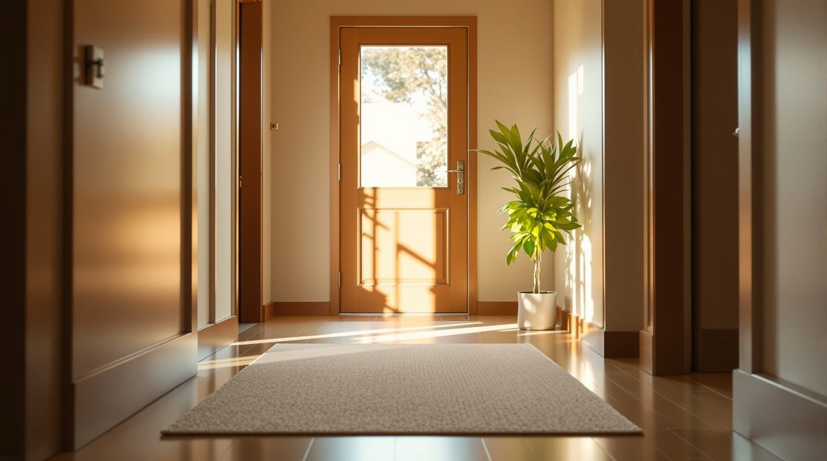 Leerer Hausflur mit Fußmatte als Symbol für eine ausgebliebene Lieferung